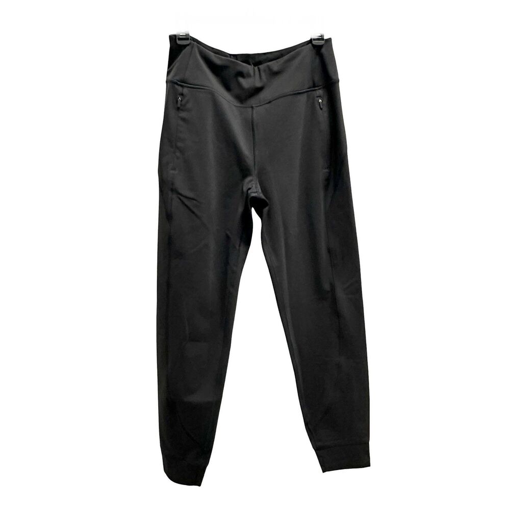 ATHLETA Rainier Jogger Pant Black Pull On Stretch Zipper Pockets Size Med Tall